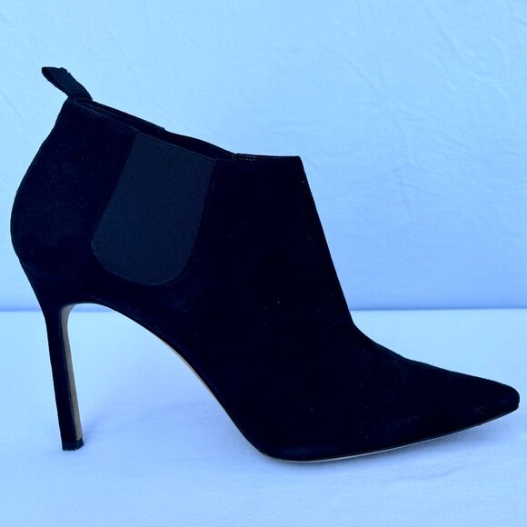 Manolo Blahnik Linuspla Black Suede Ankle Bootie Boots Size EU 38.5/8.5 US - Picture 2 of 7
